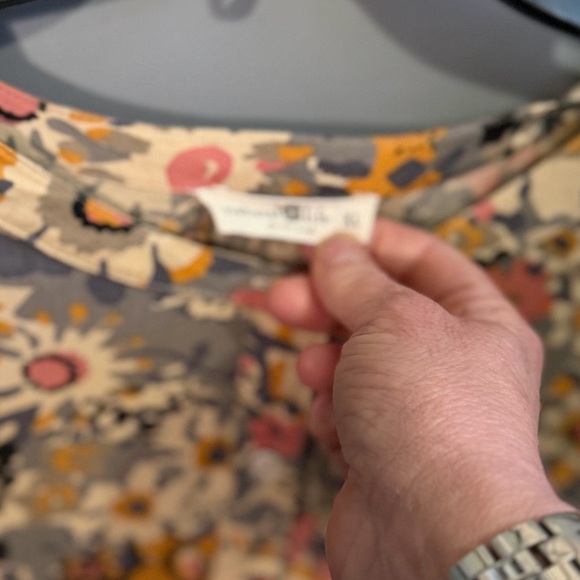 NATURAL LIFE Gray Floral Mini Dress with Pink and Mustard Blooms - Picture 2 of 3